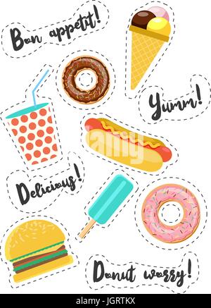 Fast-Food Vecor Aufkleber Stock Vektor