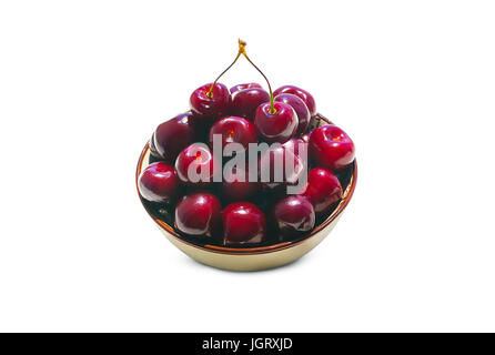 Beeren Kirschen in einer Schüssel isoliert auf weißem Hintergrund Stockfoto