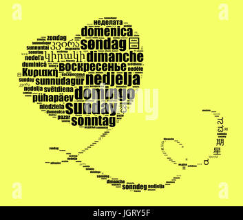 Wort Sonntag in verschiedenen Sprachen Word Cloud-Konzept Stockfoto