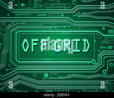 Abstrakter Stil Abbildung Darstellung Printed Circuit Board-Komponenten mit einem "off Grid"-Konzept. Stockfoto