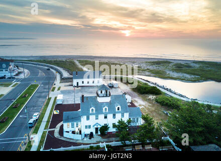 Sonnenuntergang über dem Atlantik, Luftbild Stockfoto