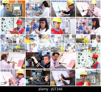 Collage von professionellen Mitarbeitern Stockfoto