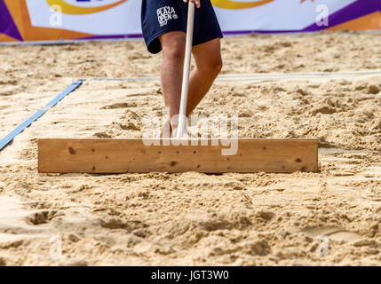 Zamosc, Polen. 9. Juli 2017. Beach Volleyball Polen Championships "Offene Plaza" Finale Stockfoto