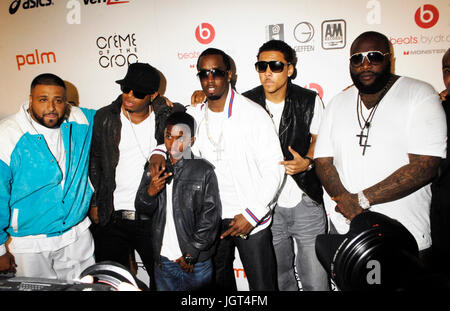 (L - R) DJ Khaled, Lagen, Christian Kämme, Diddy, Quincy Braun Rick Ross kommt, Interscope Geffen A&M Records vierten jährlichen "Creme Erntegut' post-BET Awards Dinner Feier Juni 27,2010 Beverly Hills, Kalifornien. Stockfoto