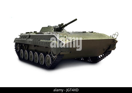 Russische Infanterie leichte Panzer BMP-2 mit Beschneidungspfad auf einem weißen Hintergrund isoliert Stockfoto