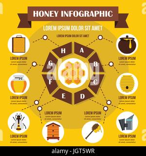 Honig-Infografik-Konzept, flachen Stil Stock Vektor