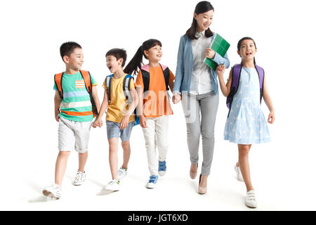 Fröhliche Schüler und Lehrer Stockfoto