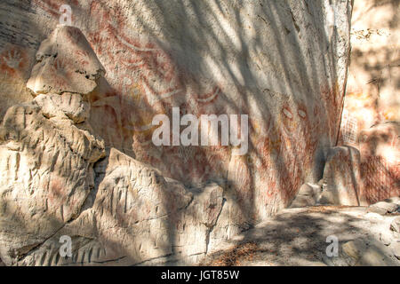Bidjara und Karingbal Art, Carnarvon Gorge, Queensland, Australien Stockfoto