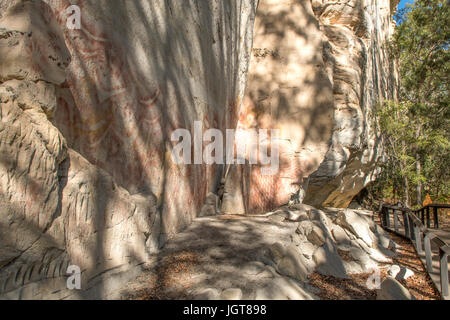 Bidjara und Karingbal Art, Carnarvon Gorge, Queensland, Australien Stockfoto