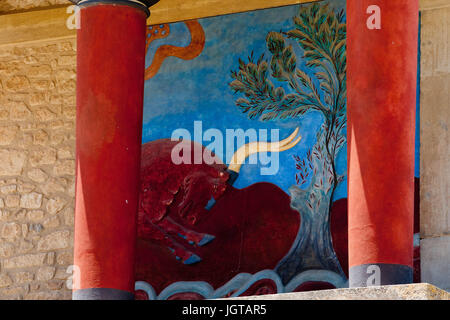 Der Norden Propylaeum. Palast von Knossos, Kreta, Griechenland. Stockfoto