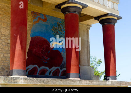 Der Norden Propylaeum. Palast von Knossos, Kreta, Griechenland. Stockfoto