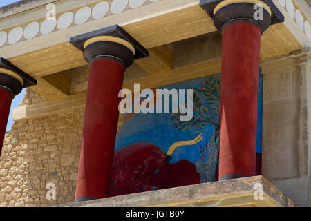 Der Norden Propylaeum. Palast von Knossos, Kreta, Griechenland. Stockfoto