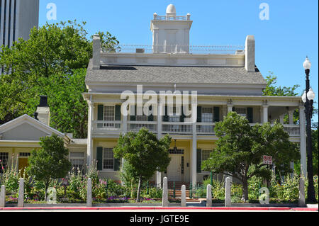 SALT LAKE CITY, UTAH - 28. Juni 2017: Beehive House. 1854 erbaute war Haus die offizielle Residenz von Brigham Young. Stockfoto