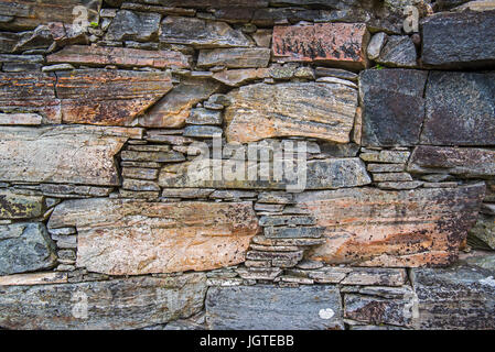 Detail Eisenzeit Trockensteinmauer Dun Telve Broch in der Nähe von Glenelg, Ross und Cromarty, Schottisches Hochland, Schottland Stockfoto