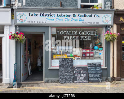 Lake District Hummer und Seafood Company kleine unabhängige Fischhändler in Ulverston Cumbria England UK Stockfoto