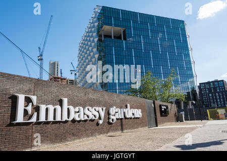 Die neue US-Botschaft wird in Embassy Gardens in Nine Elms, Vauxhall, London, Großbritannien gebaut Stockfoto