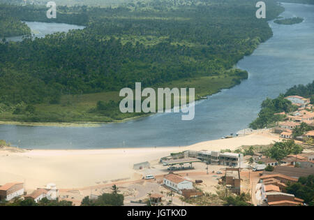 Sehen Sie, Antenne, Stadt, Lençois Maranhense, Lagunen, Maranhão, Brasilien Stockfoto