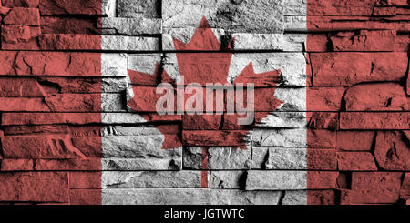 Kanada-Flagge malen auf hoher detail der alten Mauer. 3D Illustration. Stockfoto