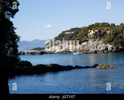 Landschaft des Golfo dei Poeti, Lerici. Fiascherino Strand, Italien Stockfoto