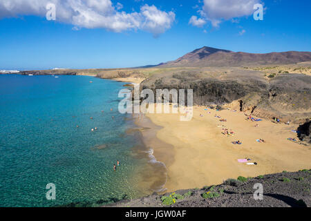 Playas de Papagayo, Playa de la Cera, einer von sechs Papagayo Strände von Punta Papagayo, Playa Blanca, Lanzarote, Kanarische Inseln, Spanien, Europa Stockfoto