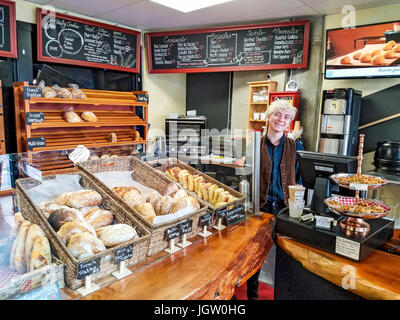 Französische Bäckerei Backofen in Victoria öffentlicher Markt auf dem Hudson auf Vancouver Island, BC, Kanada. Stockfoto