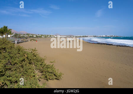 Playa de los Pocillos, großen Strand von Puerto del Carmen, Lanzarote, Kanarische Inseln, Spanien, Europa Stockfoto