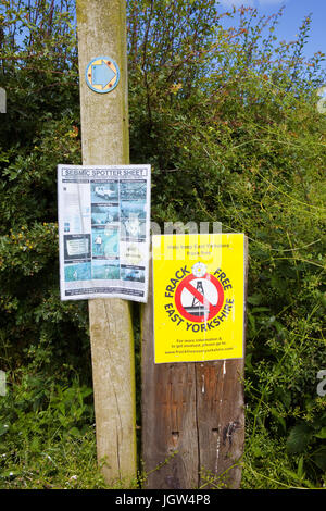 Anti-Fracking-Plakate in ländlichen East Yorkshire Stockfoto