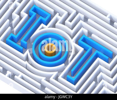 IoT-Labyrinth-Grafik. Internet der Dinge-Konzept. 3D-Rendering Bild. Stockfoto