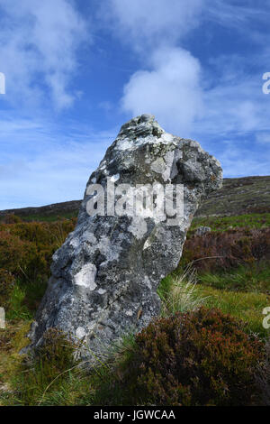 Finns Menschen Pobull Fhinn Steinkreis; Menhire; Loch Langass; North Uist; Schottland Stockfoto