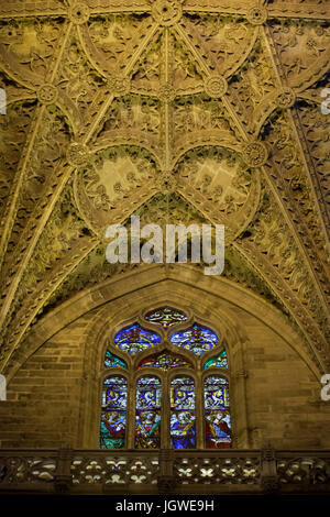 Innenraum der Kathedrale von Sevilla (Catedral de Sevilla) in Sevilla, Andalusien, Spanien. Stockfoto