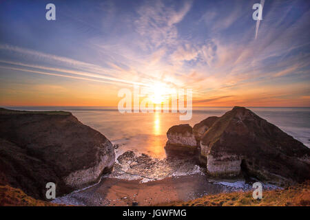 Flamborough Dinosaurier Trinkwasser Sunrise Stockfoto