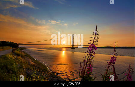 Humber Bridge Sonnenuntergang Stockfoto