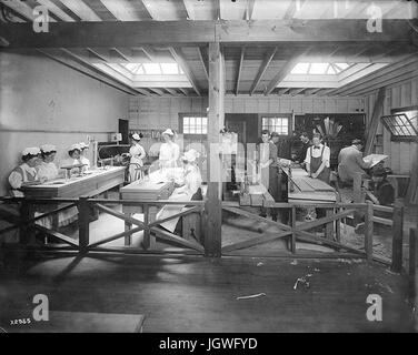 Alaska-Yukon-Pacific Exposition in Seattle, 1909 - Olympia-Schülerinnen und Schüler arbeiten im Modell Küche und Werkstatt in die pädagogische Gebäude-Ausstellung Stockfoto