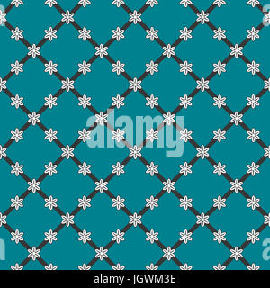 Blumen Hintergrund, nahtloses Muster, dunkle Farbe Aquamarin. Geometrische orientalisches Ornament, bestehend aus sechs fünfblättrigen Blumen Stockfoto