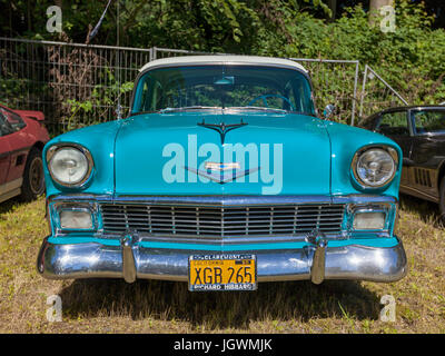 Stade, Deutschland - 9. Juli 2017: Ein Jahrgang Chevrolet Bel Air aus dem Jahr 1956 im Sommer fahren U.S. Car treffen. Stockfoto