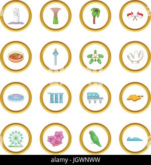 Singapur Reisen Symbole Kreis Stock Vektor
