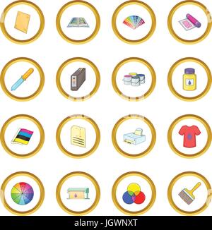 Druckprozess Symbole Kreis Stock Vektor