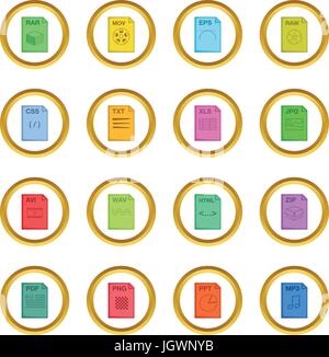 Datei-Erweiterung Symbole Kreis Stock Vektor