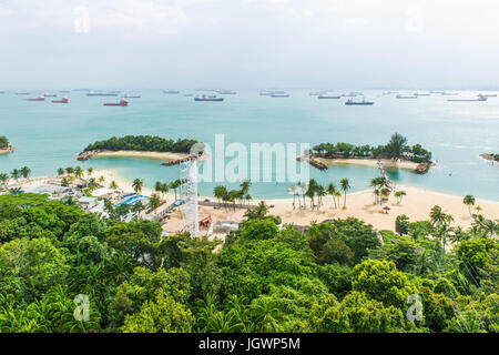 Luftaufnahme des tropischen Strand in Sentosa Island. Stockfoto