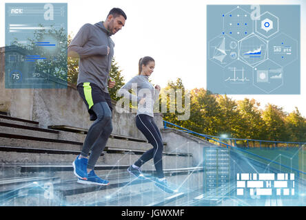 paar auf Stadion im Erdgeschoss ausgeführt Stockfoto