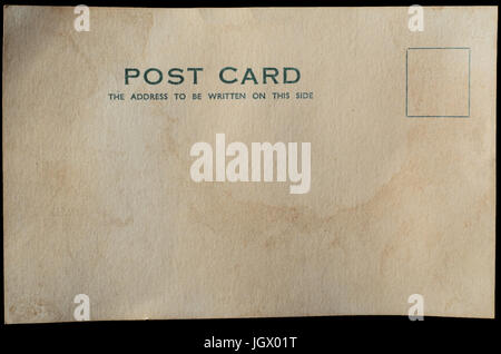 Eine leere Postkarte alt und verwittert für antike oder Vintage-Effekt. Stockfoto