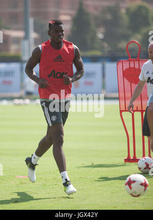 Los Angeles, USA. 10. Juli 2017. Paul Pogba von Manchester United findet eine Trainingseinheit am Campus der UCLA in Los Angeles, USA, 10. Juli 2017. Manchester United wird L.A. Galaxy am 15. Juli zu ihrer US-Tour beginnen zu stellen. Bildnachweis: Javier Rojas/Xinhua/Alamy Live-Nachrichten Stockfoto
