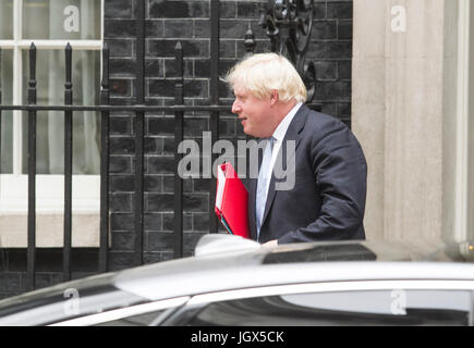 London, UK. 11. Juli 2017. Rt Hon Boris Johnson, Secretary Of State for Staatssekretär für auswärtige und Commonwealth-Angelegenheiten verlassen Downing Street Credit: Amer Ghazzal/Alamy Live-Nachrichten Stockfoto