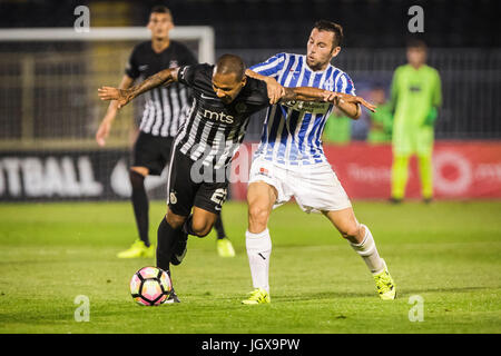 Belgrad, Serbien. 11. Juli 2017. Belgrad, Serbien - 11. Juli 2017: Everton Luiz von FK Partizan in Aktion während des UEFA Champions League Qualifikation Spiels zwischen FK Partizan und FK Buducnost Podgorica Partizan Stadium am 11. Juli 2017 in Belgrad, Serbien. Bildnachweis: Nikola Krstic/Alamy Live-Nachrichten Stockfoto