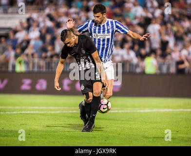 Belgrad, Serbien. 11. Juli 2017. Belgrad, Serbien - 11. Juli 2017: Uros Djurdjevic von FK Partizan in Aktion während des UEFA Champions League Qualifikation Spiels zwischen FK Partizan und FK Buducnost Podgorica Partizan Stadium am 11. Juli 2017 in Belgrad, Serbien. Bildnachweis: Nikola Krstic/Alamy Live-Nachrichten Stockfoto