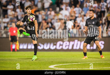 Belgrad, Serbien. 11. Juli 2017. Belgrad, Serbien - 11. Juli 2017: Nebojsa Kosovic von FK Partizan in Aktion während des UEFA Champions League Qualifikation Spiels zwischen FK Partizan und FK Buducnost Podgorica Partizan Stadium am 11. Juli 2017 in Belgrad, Serbien. Bildnachweis: Nikola Krstic/Alamy Live-Nachrichten Stockfoto