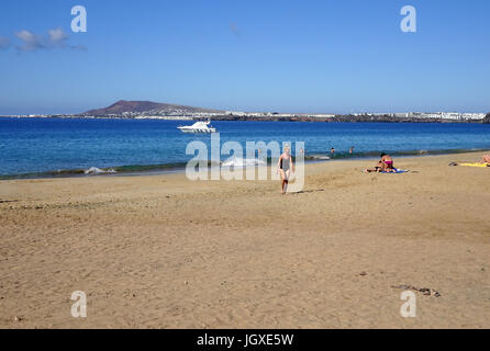 Playas de Papagayo, Naturpark Monumento Natural de Los Ajaches, Playa de la cera, einer von sechs Papagayo - straenden Punta bin Papagayo, Playa Blanca, s Stockfoto
