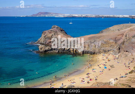 Playas de Papagayo, Naturpark Monumento Natural de Los Ajaches, Playa Papagayo der Bekannteste von Den Sechs Papagayo-Straenden, Punta Papagayo Playa Stockfoto