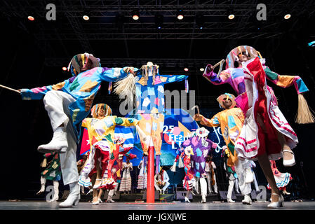 Camagua Compania Folklorica aus Camagüey, Kuba, Auftritt beim 29. Folkart International CIOFF Folklore Festival, Sub Folklorefestival von Festival Lent, eines der größten Outdoor-Festivals in Europa. Folkart, Festival Lent, Maribor, Slowenien, 2017. Stockfoto