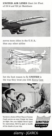 1960er Jahren Anzeige Werbung United Air Lines of USA in alten Vintage Magazin vom 5. Dezember 1960 Stockfoto